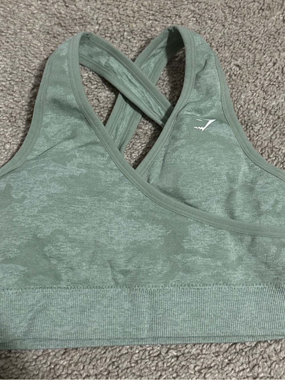 Gymshark Seamless Crossback Sports Bra in Sage Green